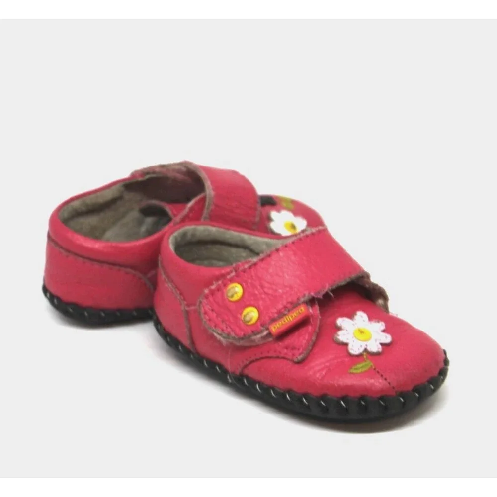 Pediped Flex 12-18 Months Infant Girls Mary Janes Pink Flower Leather Shoe
